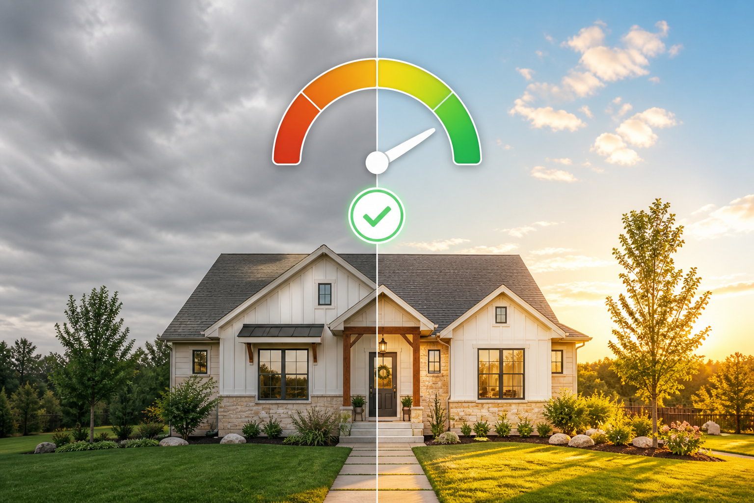 Shoot quality forecast comparing cloudy and sunny conditions for a property