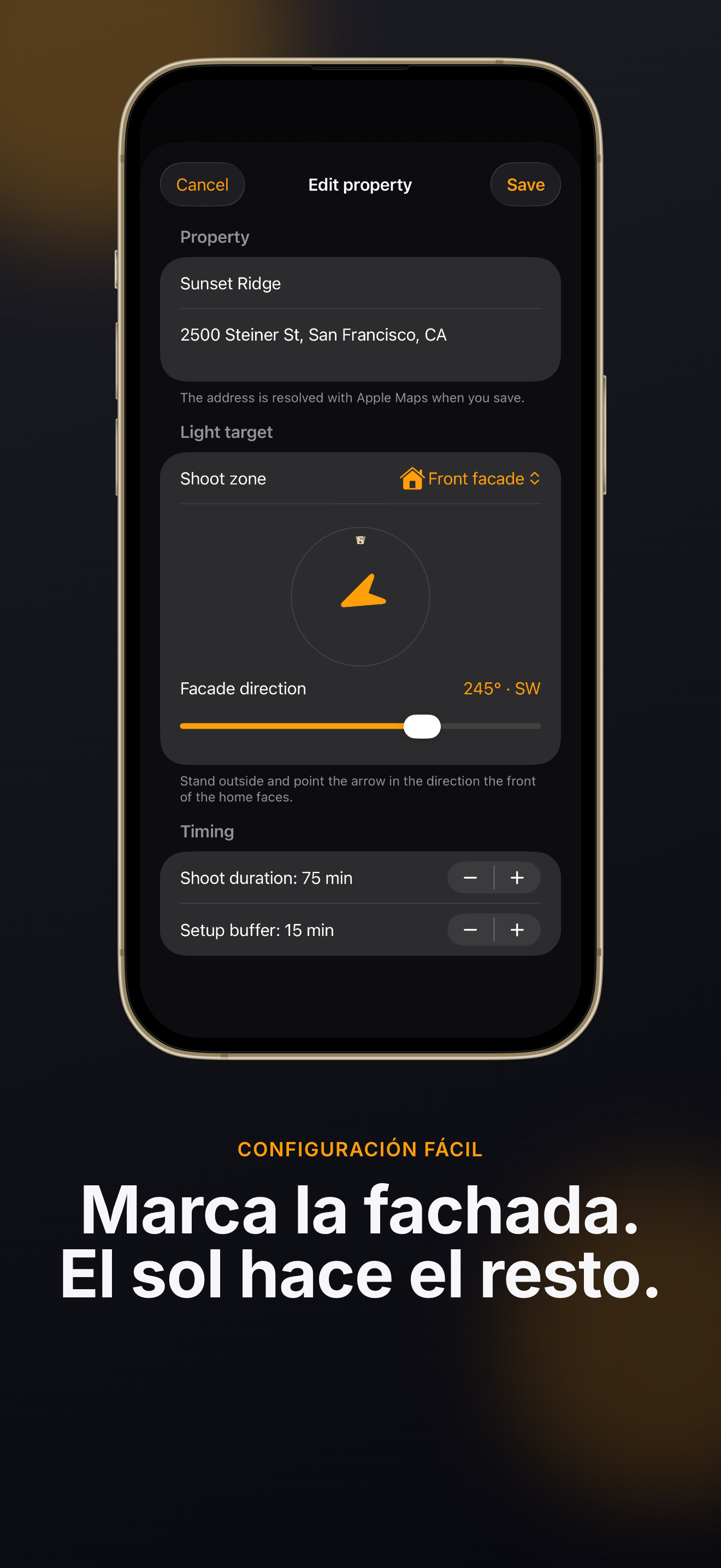 PropLight Planificador de fotografía inmobiliaria en su iPhone — 02-device-top.png
